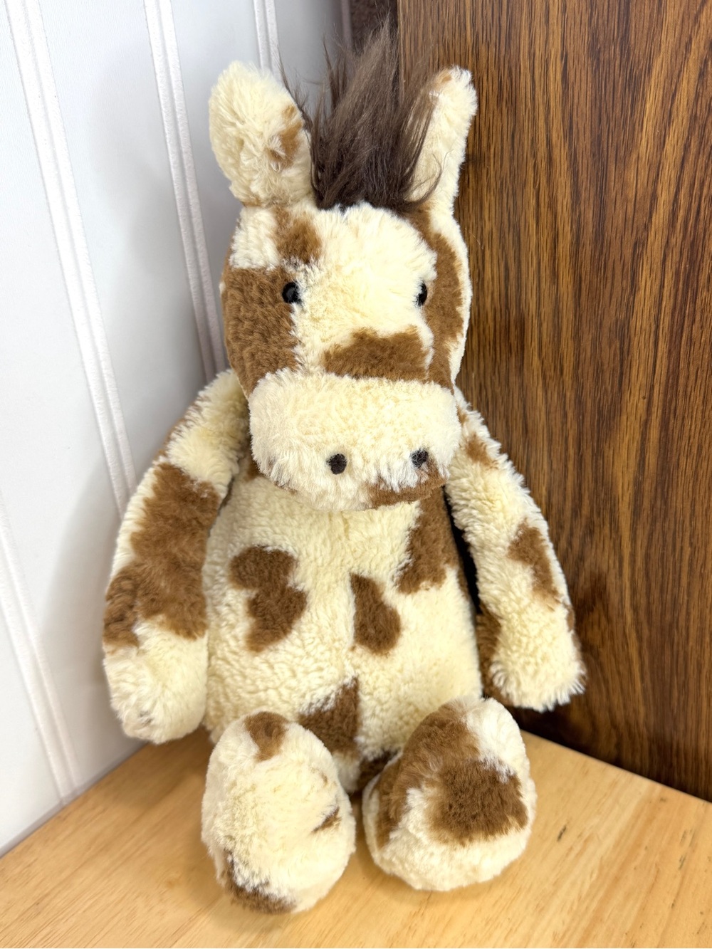 Jellycat London 12" Bashful Pinto Pony Horse Cream Brown Spotted Plush Retired